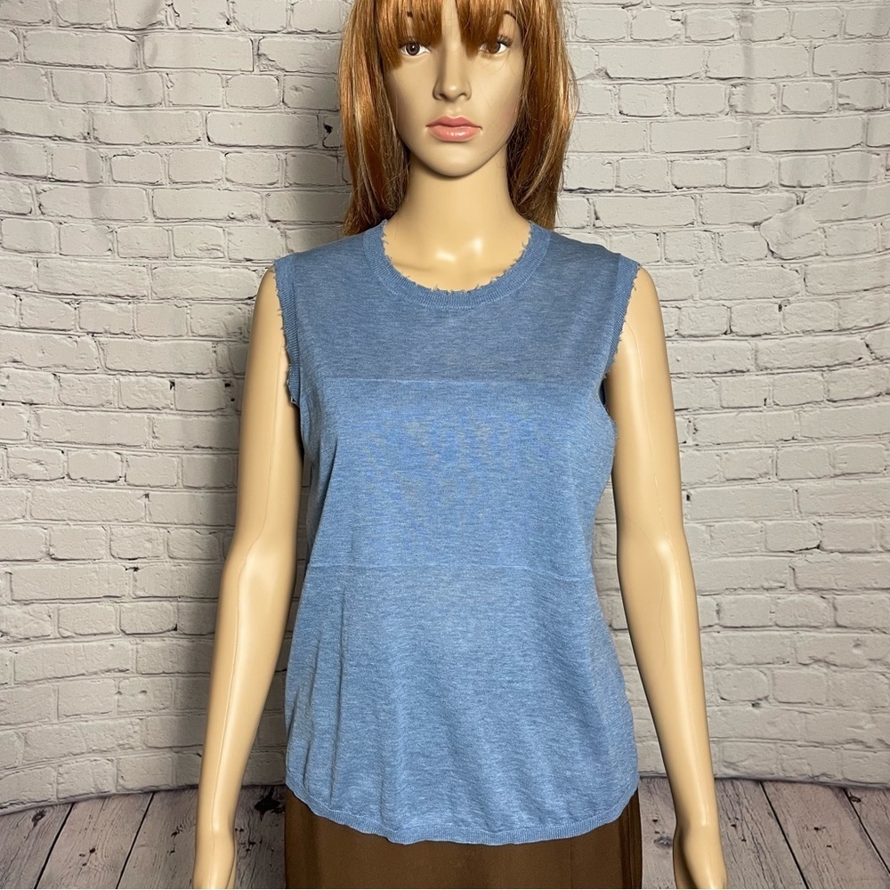 NWT New Cotton By Autumn Cashmere Sleeveless Blue Top Size M